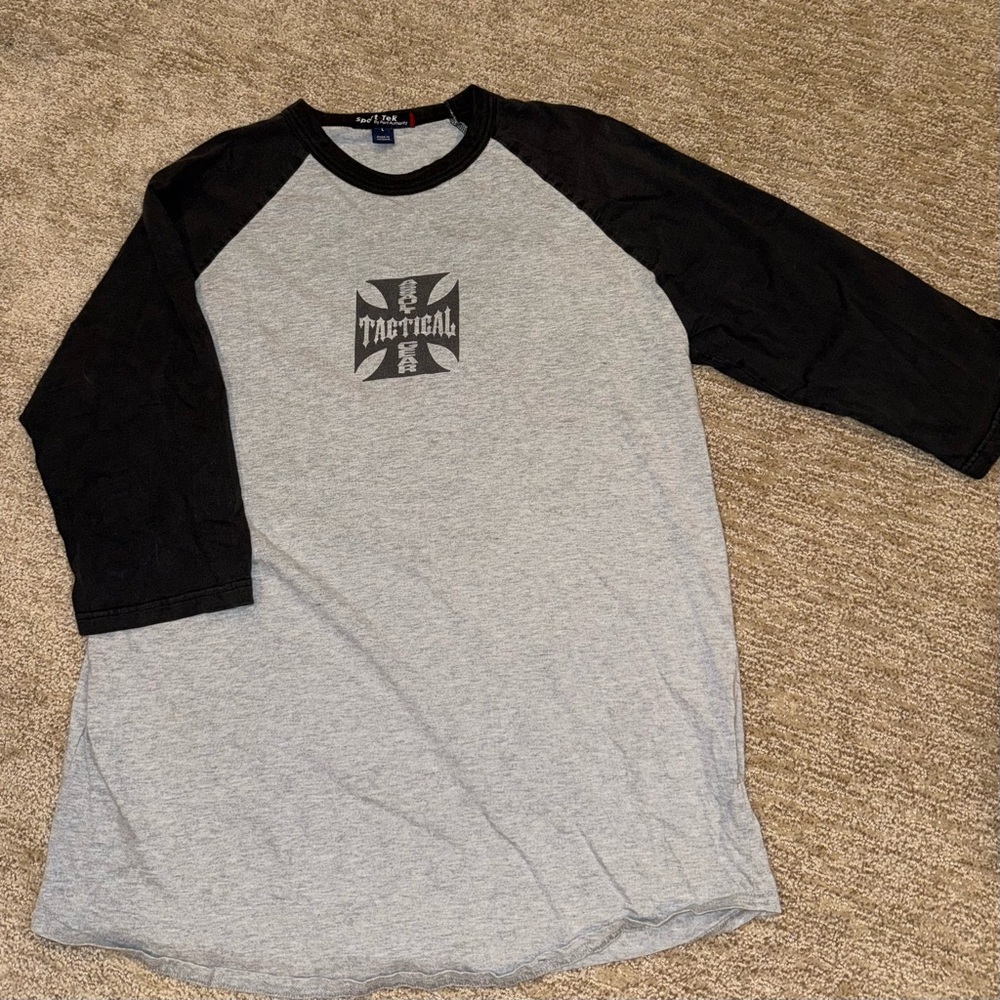 Sport-Tek Tactical Gray and Black Half Long Sleeve Tee